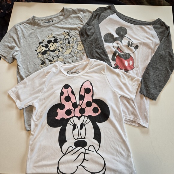 Bundle of 3 Disney T-shirts Mickey Mouse Minnie Mouse Women's Med and Small - Picture 1 of 11